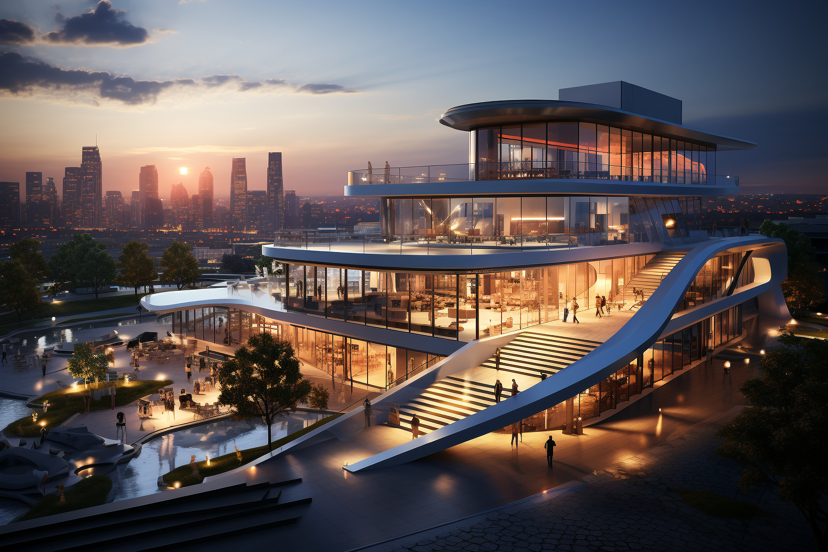 modern designed glass building